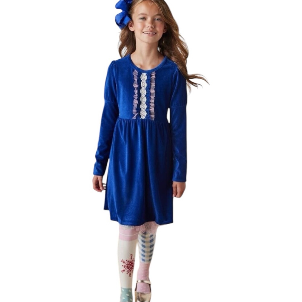 Matilda Jane Blue Clara Ribbed Velour Lap Dress